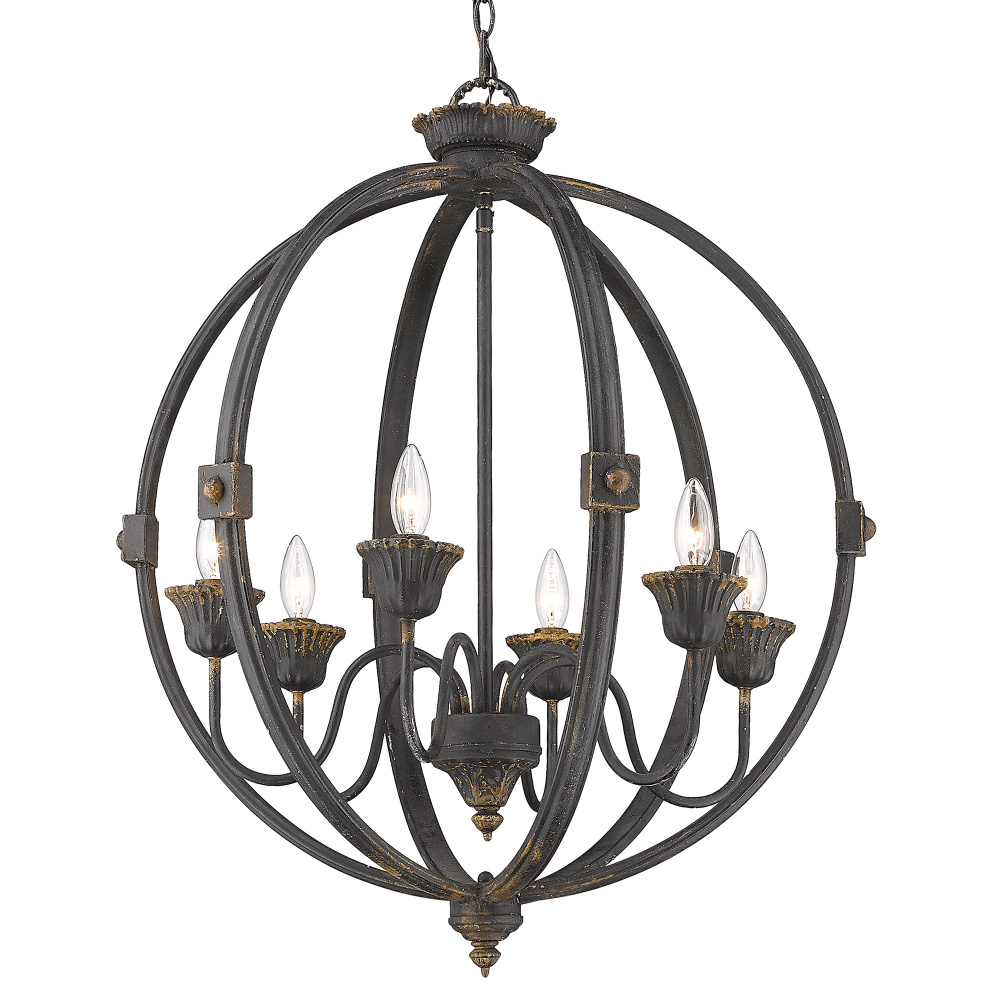 Golden Lighting Jules 6-light Chandelier in Antique Black Iron